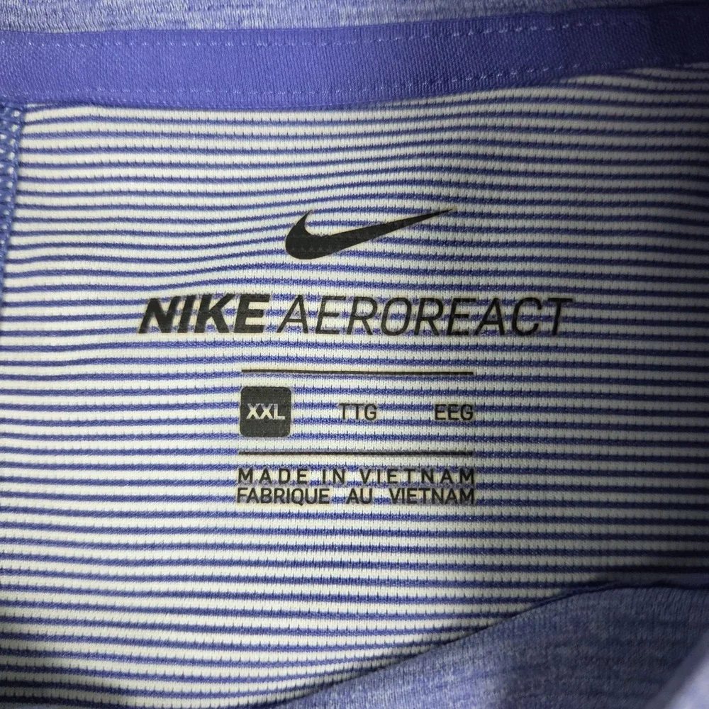 Nike Shirt Mens 2XL Blue Golf Tiger Woods AeroReact Mock Blade Polo BV1315